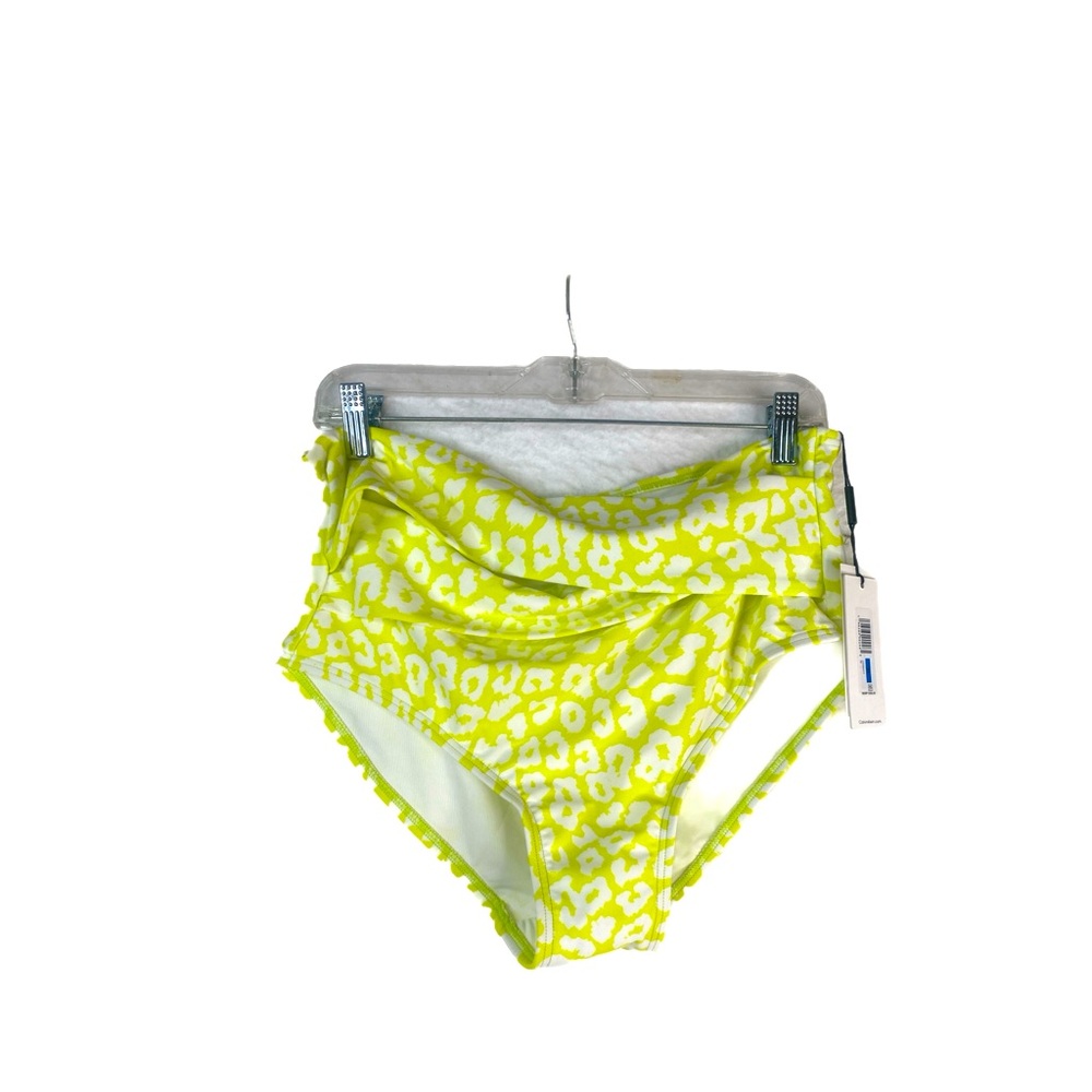 Calvin Klein Womens Yellow & White Animal Print Bikini Bottoms Size Xl NWT